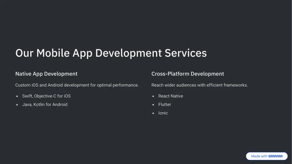 our mobile app development services
