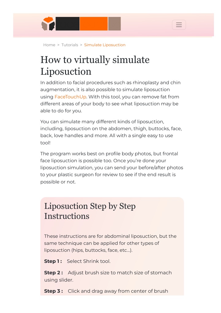home tutorials simulate liposuction
