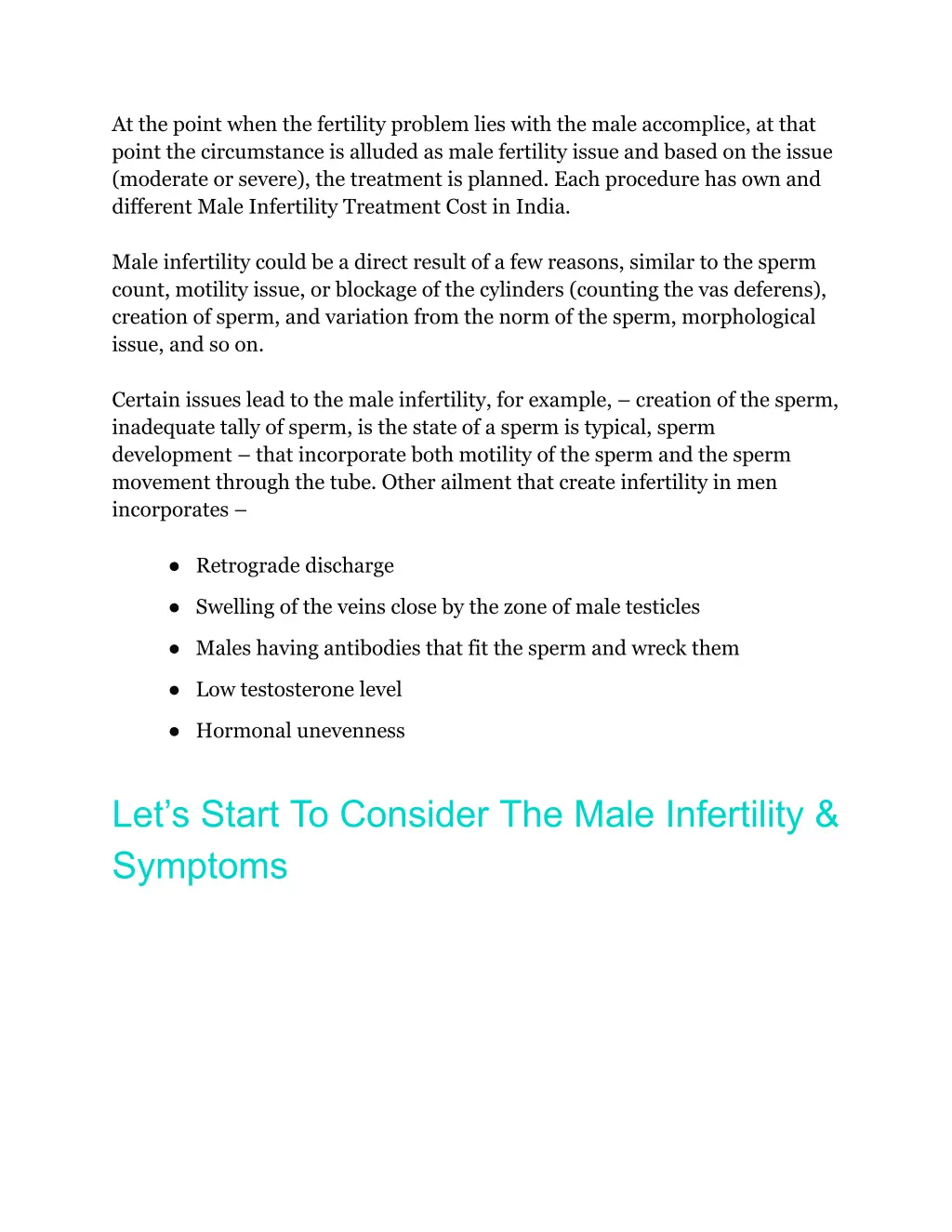 at the point when the fertility problem lies with