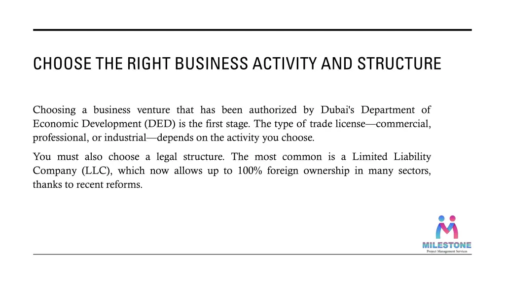 choose the right business activity and structure