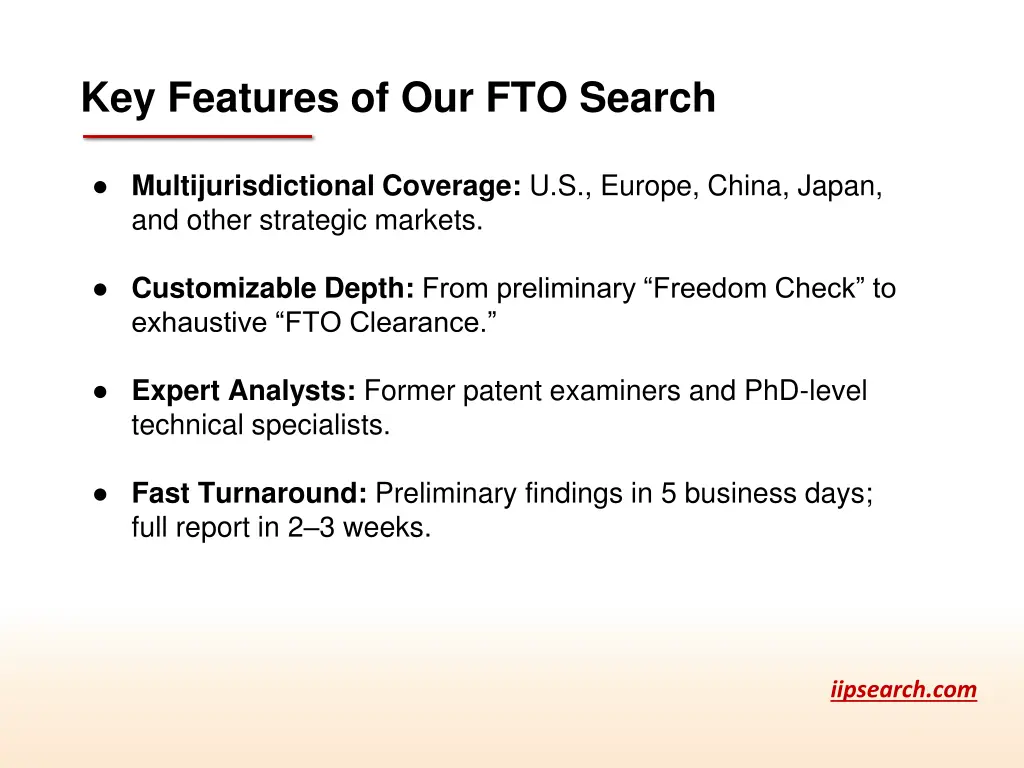 key features of our fto search