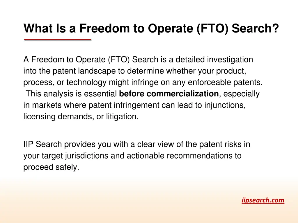what is a freedom to operate fto search