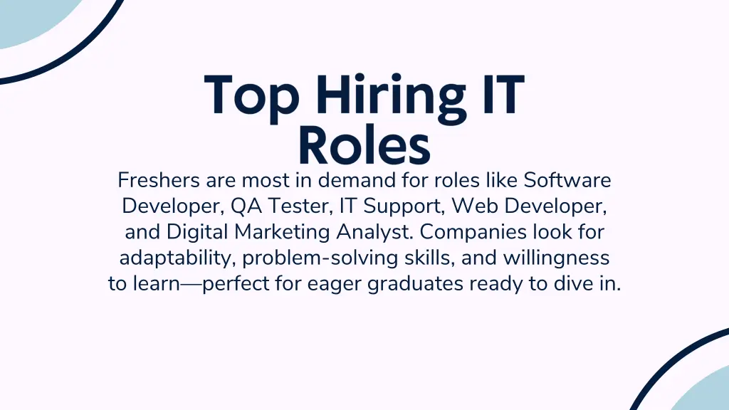 freshers are most in demand for roles like