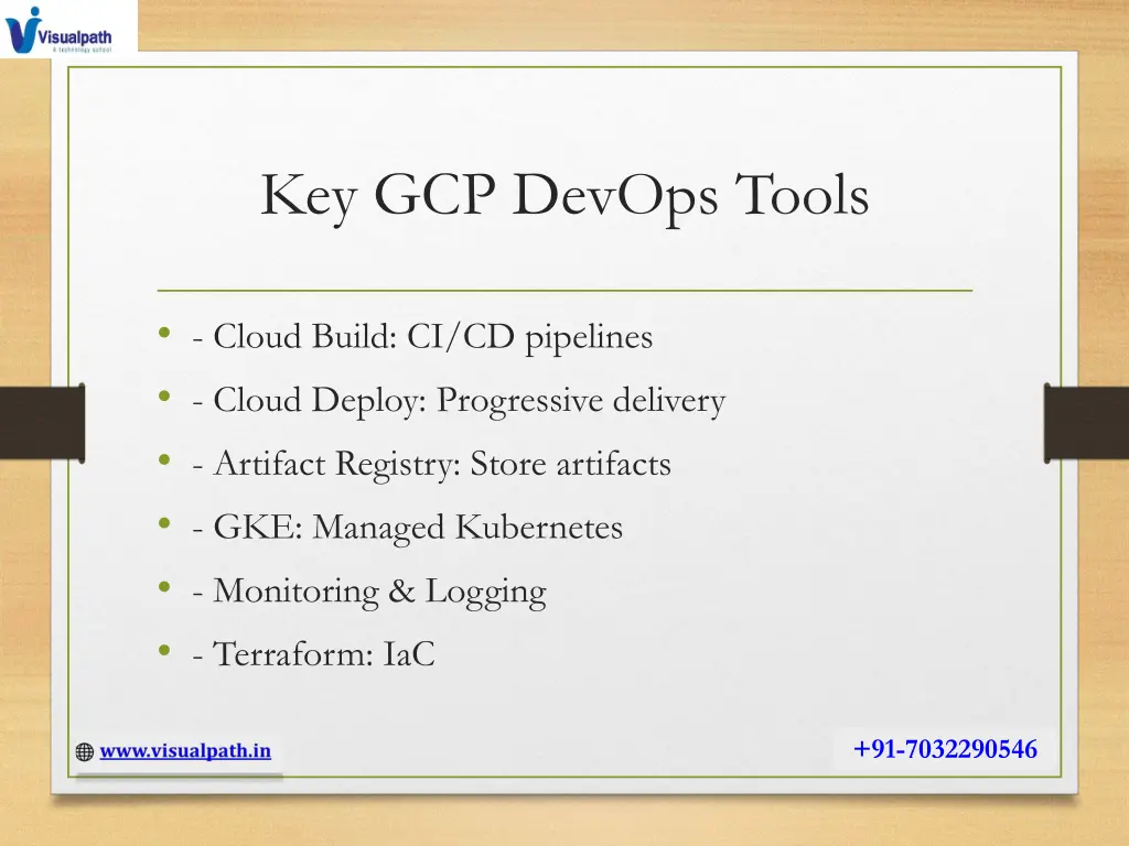 key gcp devops tools