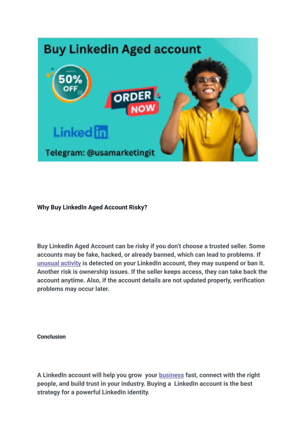 why buy linkedin aged account risky