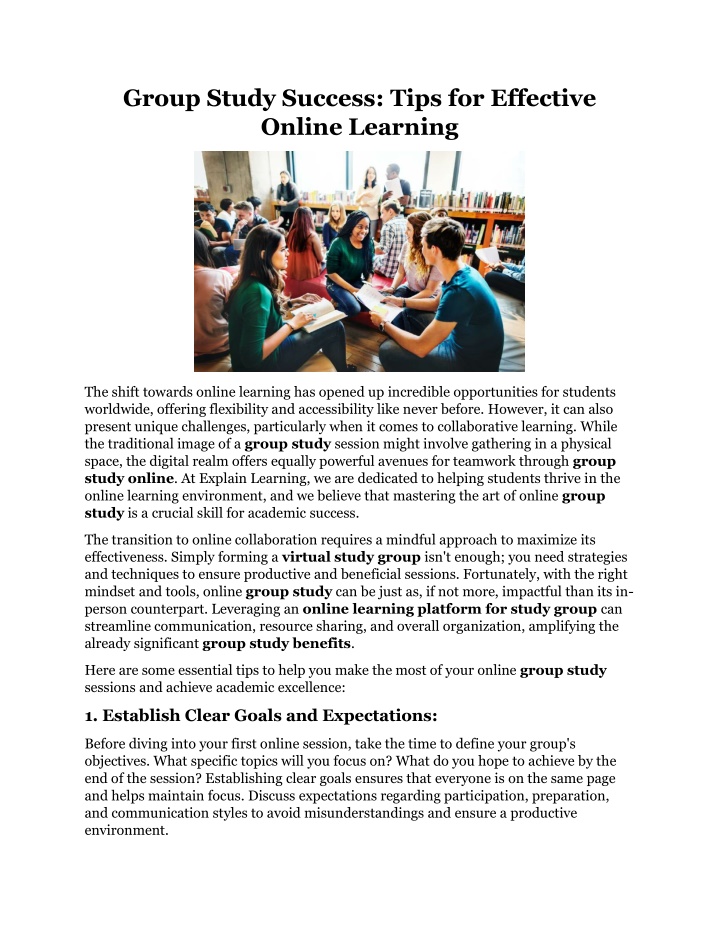 group study success tips for effective online