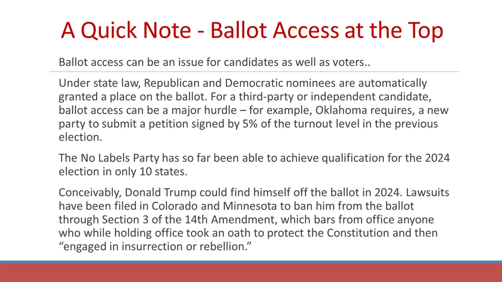 a quick note ballot access at the top