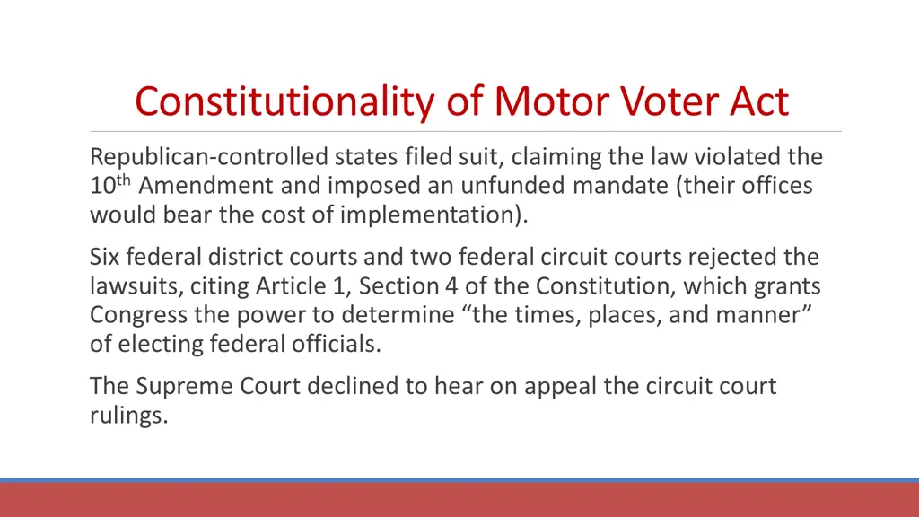 constitutionality of motor voter act