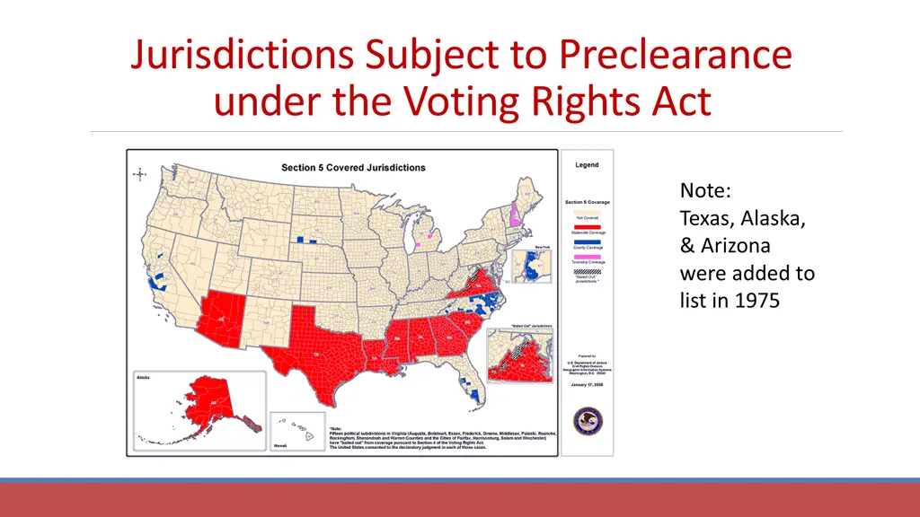 jurisdictions subject to preclearance under