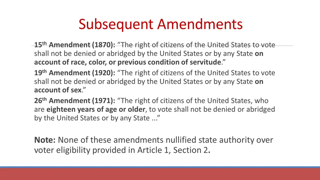 subsequent amendments