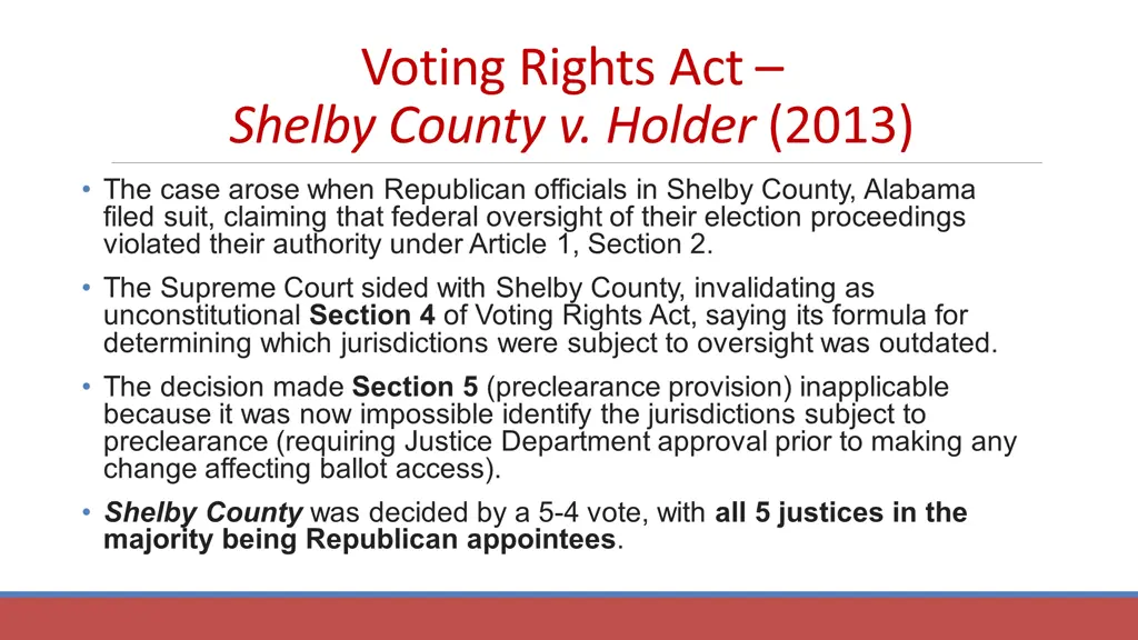voting rights act shelby county v holder 2013