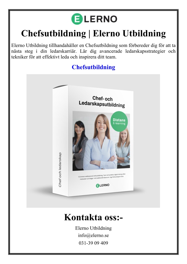 chefsutbildning elerno utbildning
