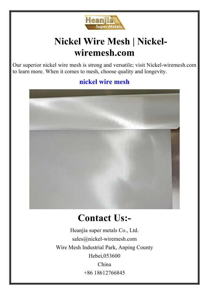 nickel wire mesh nickel wiremesh com