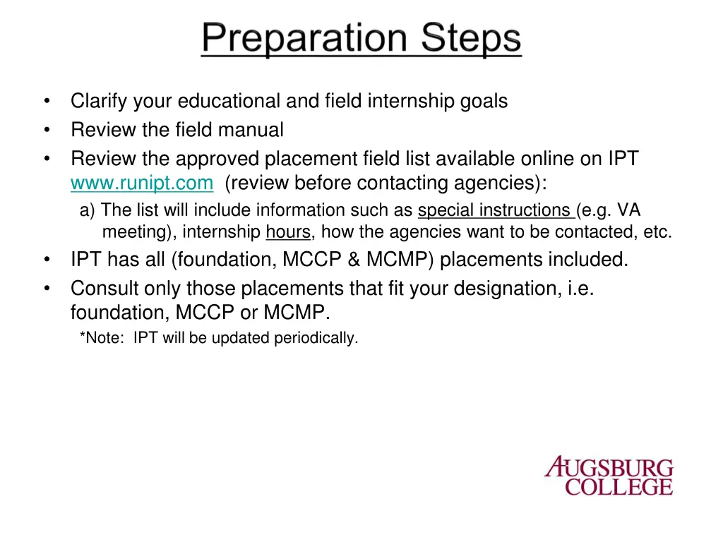 clarify your educational and field internship