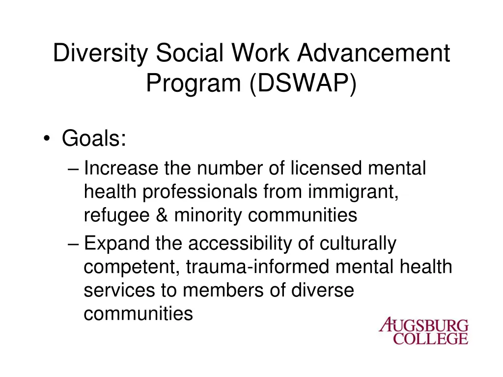 diversity social work advancement program dswap