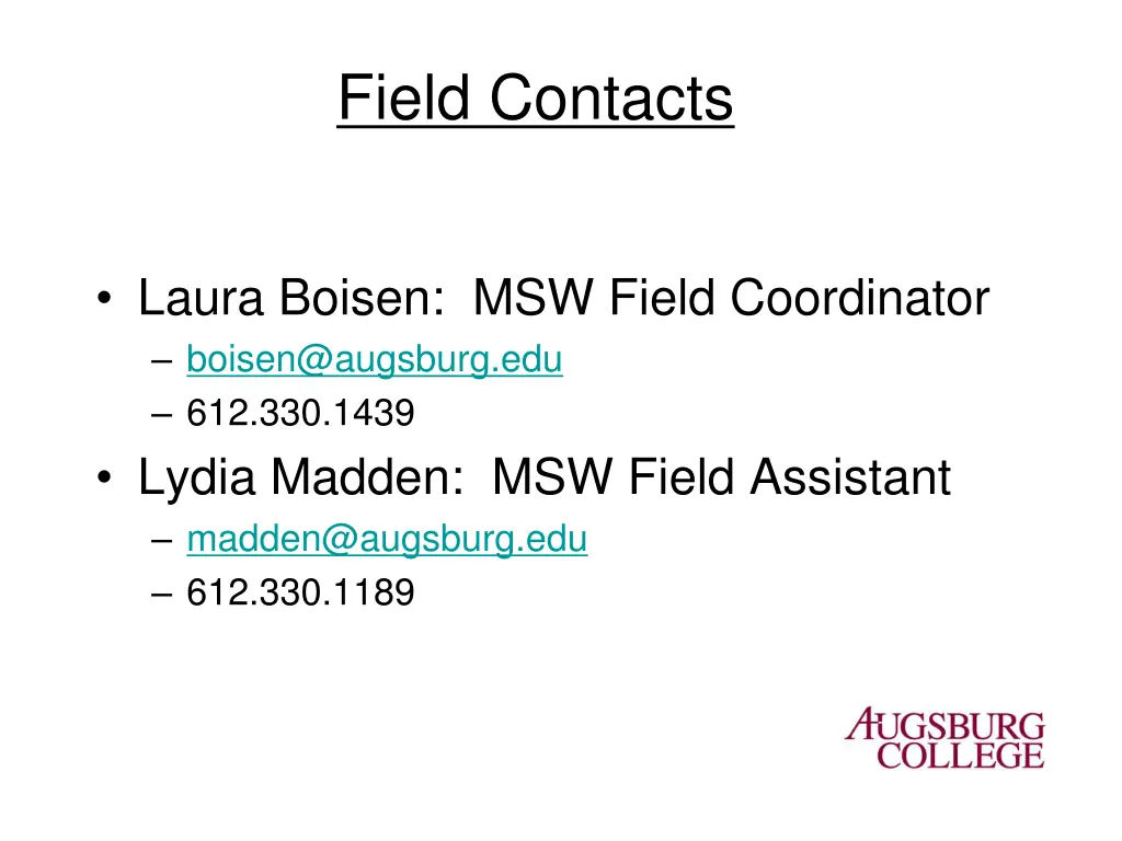 field contacts