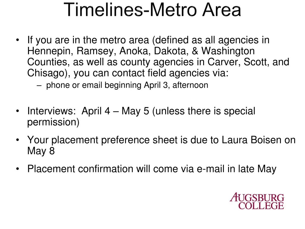 if you are in the metro area defined
