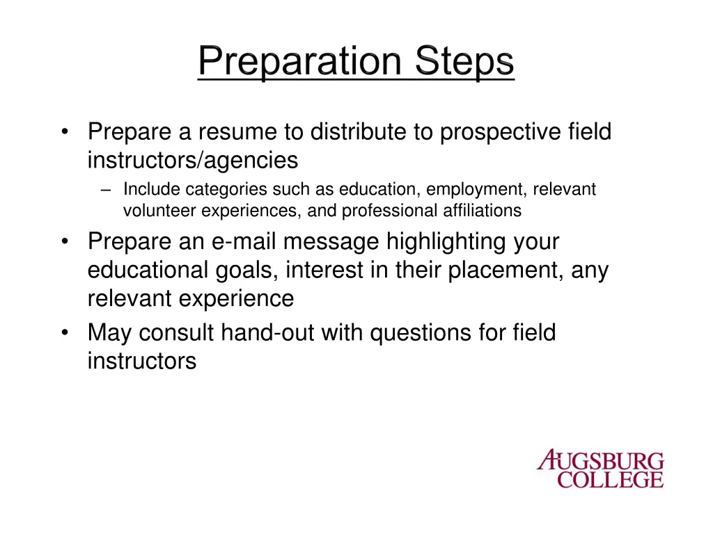 prepare a resume to distribute to prospective