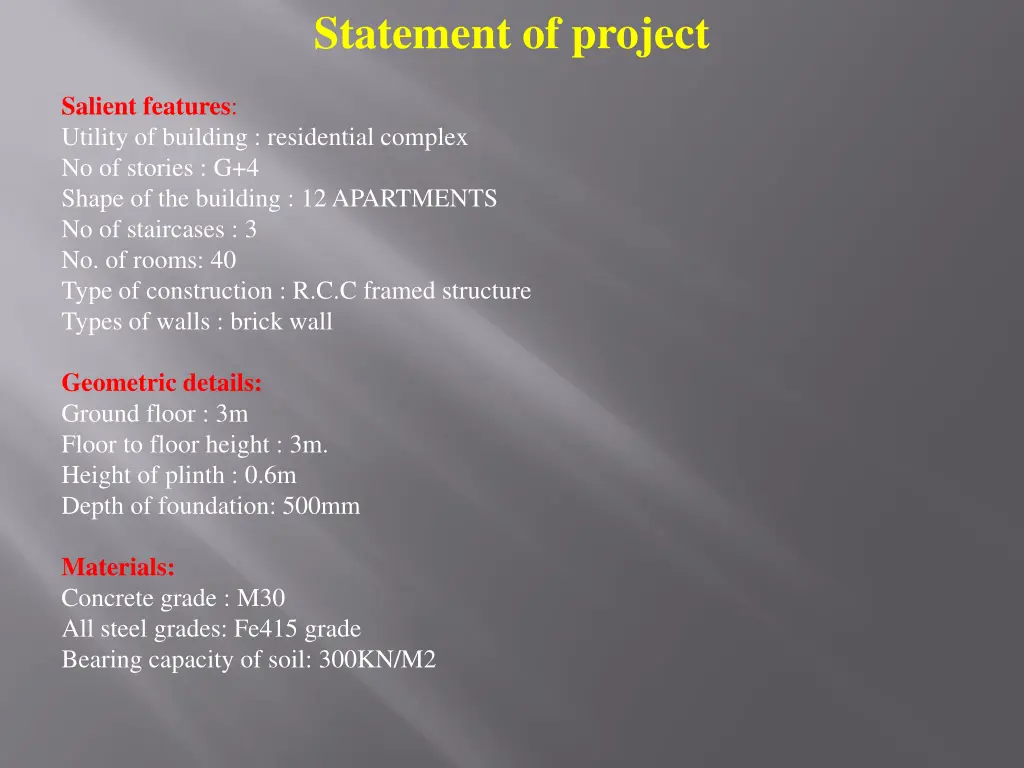 statement of project