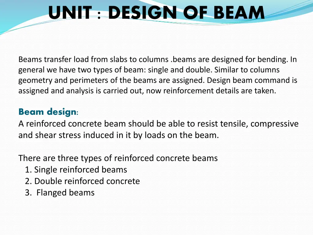 unit design of beam