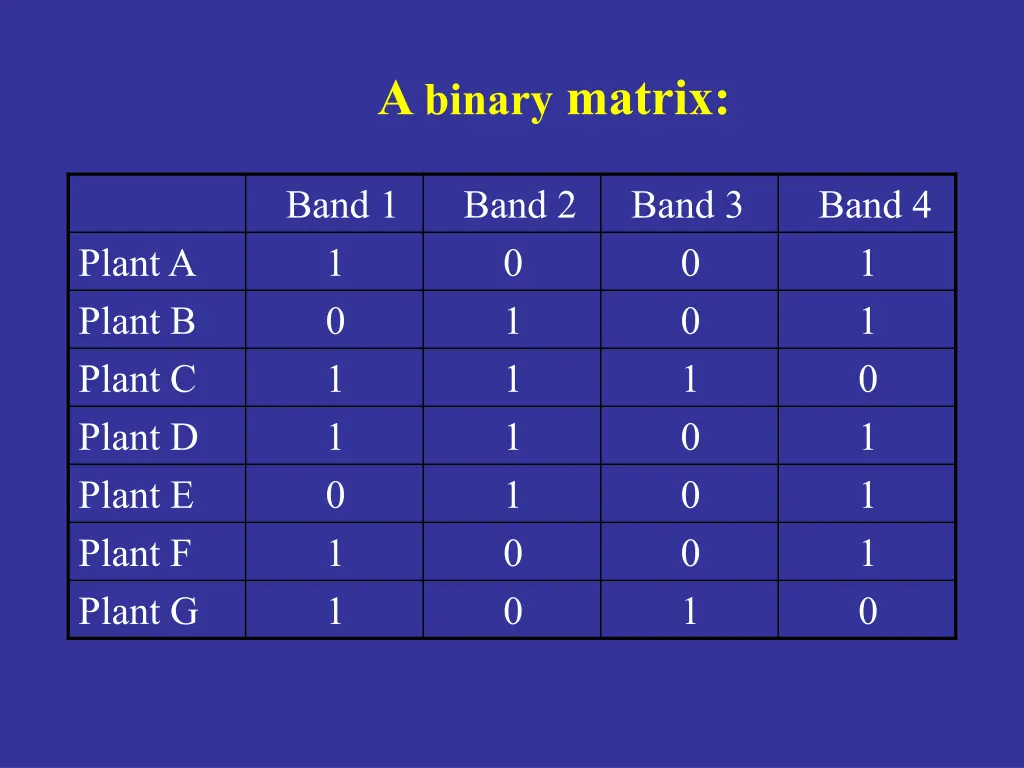 a binary matrix