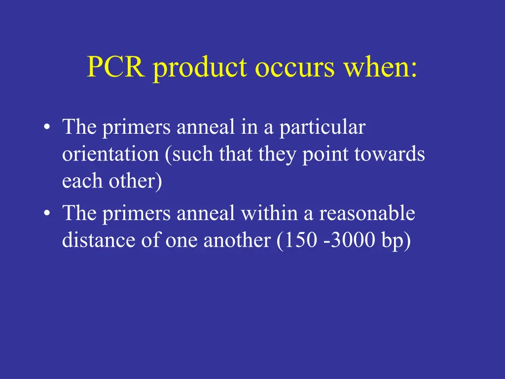 pcr product occurs when
