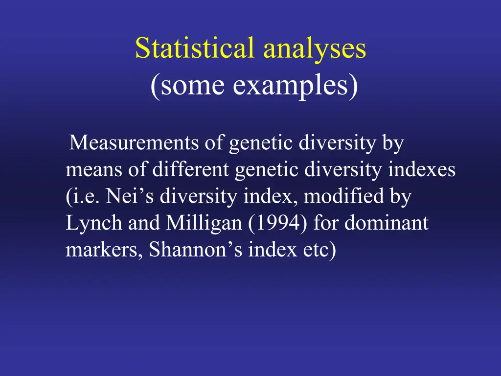 statistical analyses some examples
