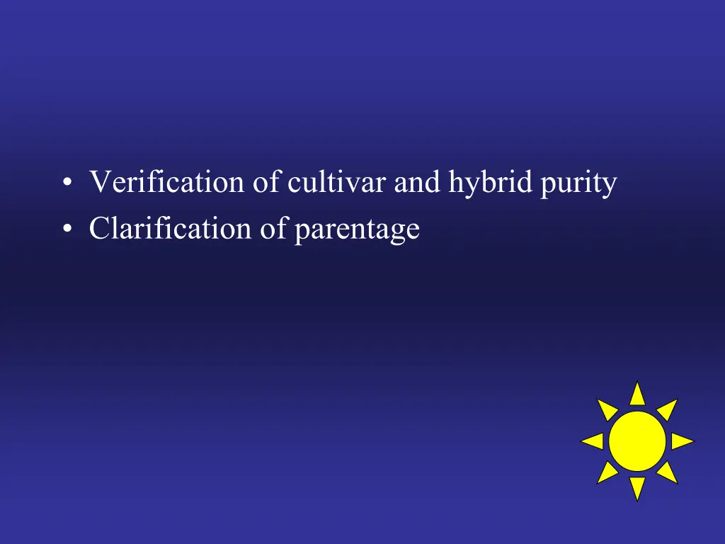 verification of cultivar and hybrid purity