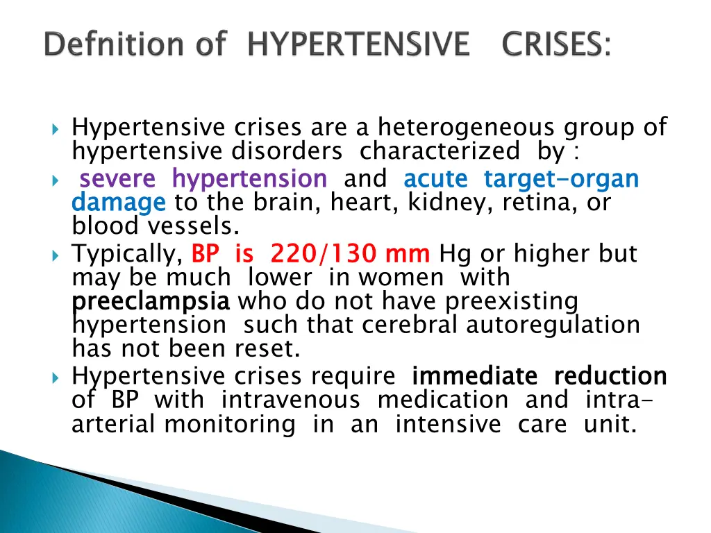 hypertensive crises are a heterogeneous group