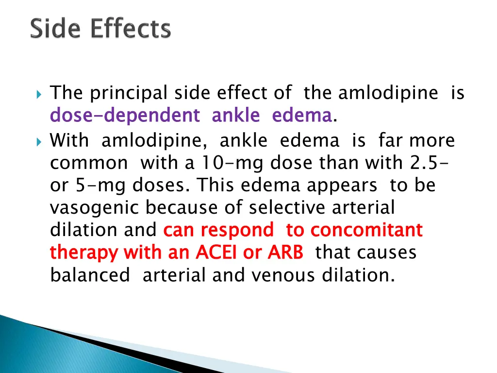 the principal side effect of the amlodipine
