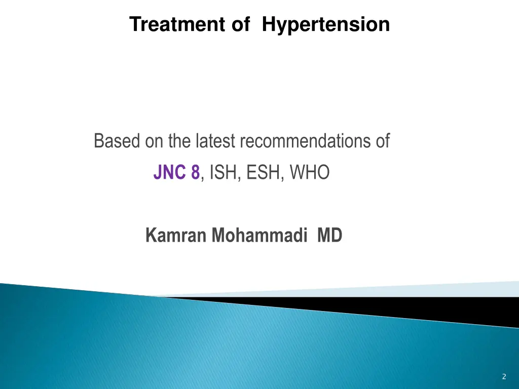 treatment of hypertension