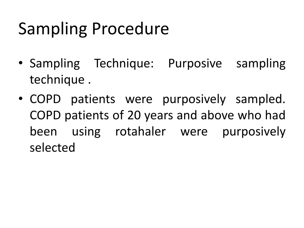 sampling procedure