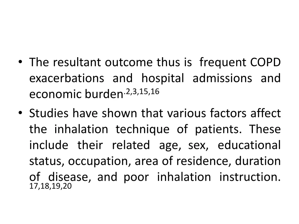 the resultant outcome thus is frequent copd