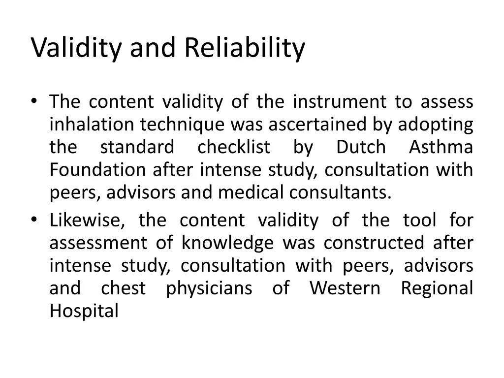 validity and reliability