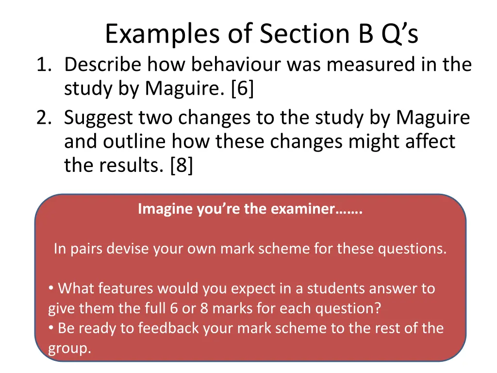 examples of section b q s 1 describe