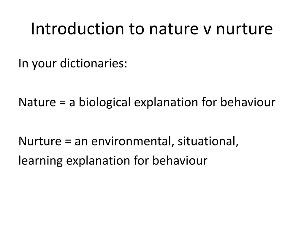 introduction to nature v nurture