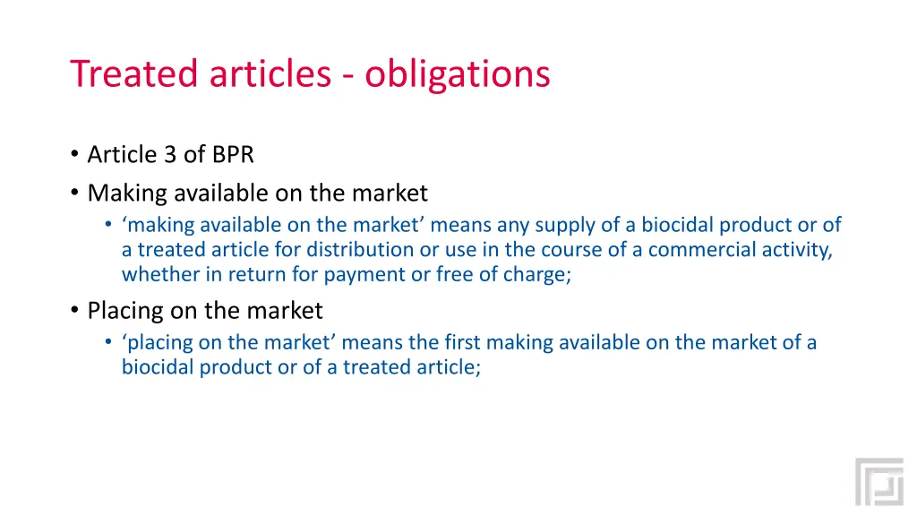 treated articles obligations 1