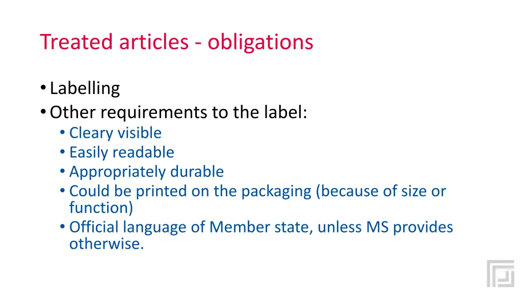 treated articles obligations 4