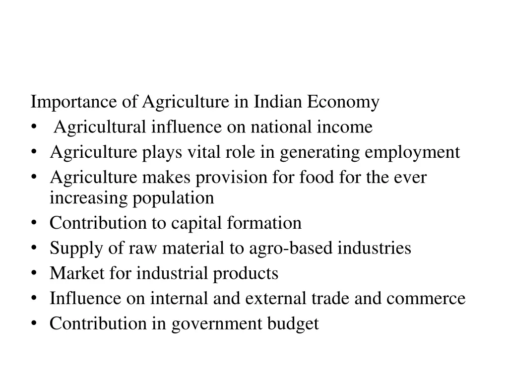 importance of agriculture in indian economy