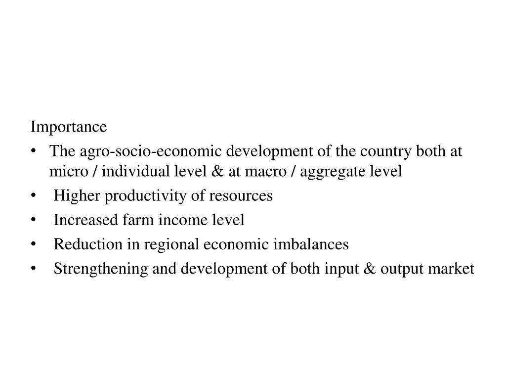 importance the agro socio economic development