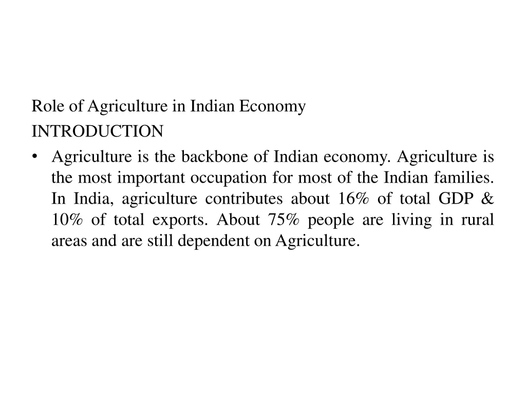 role ofagriculture in indian economy introduction