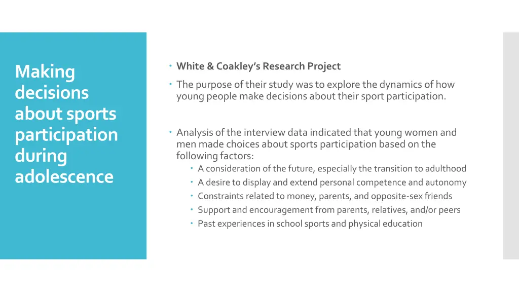 white coakley s research project