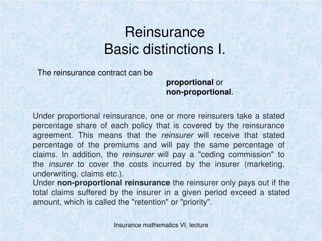 reinsurance basic distinctions i