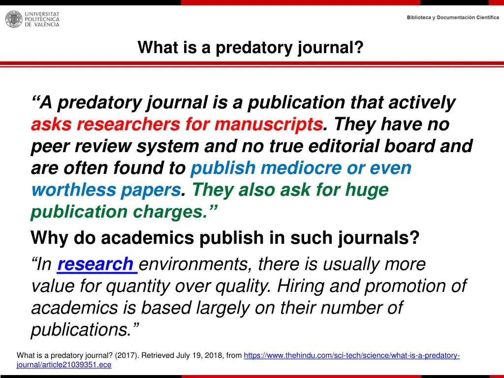 what is a predatory journal