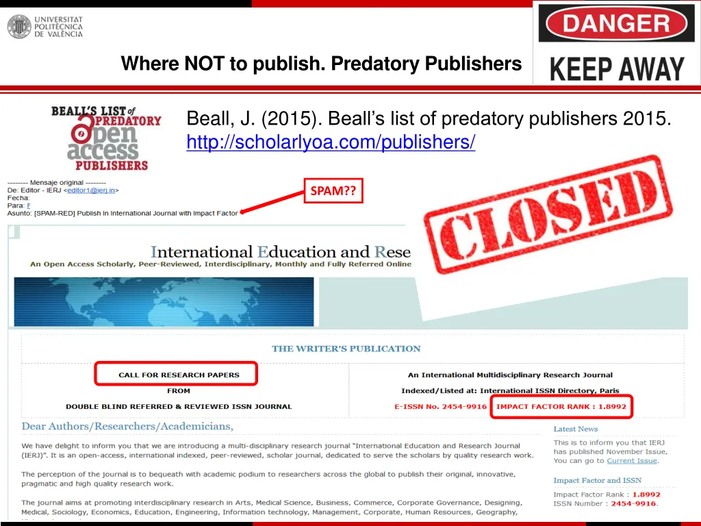 where not to publish predatory publishers