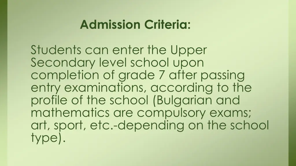 admission criteria