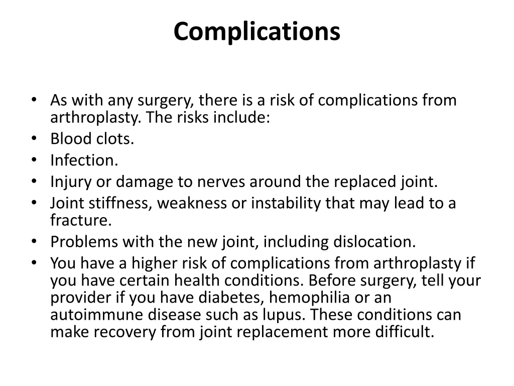 complications