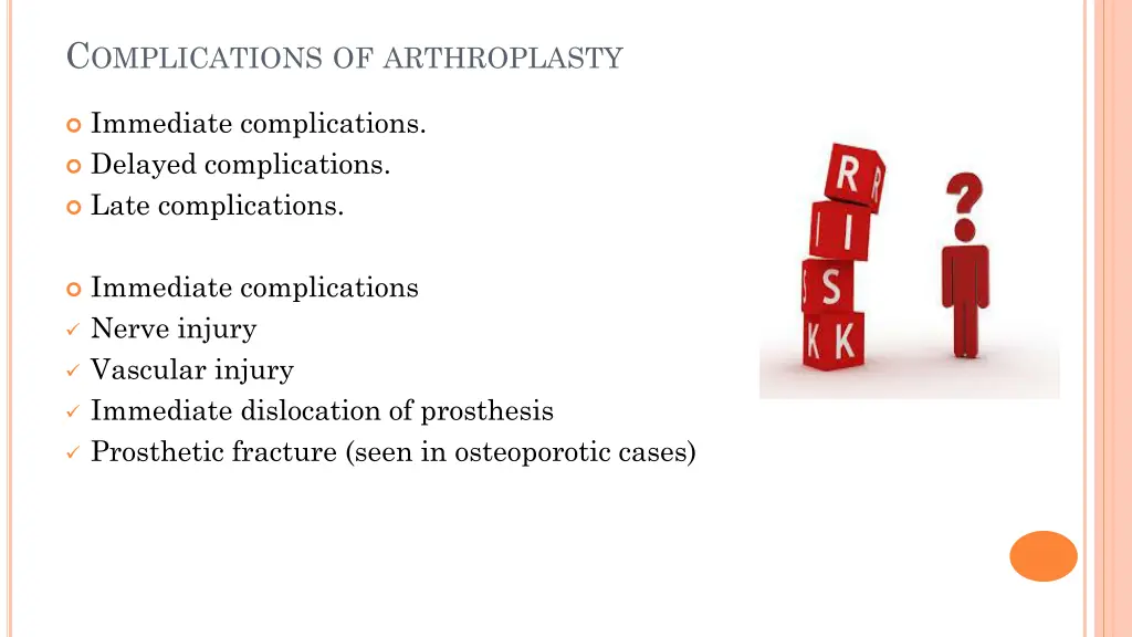 c omplications of arthroplasty
