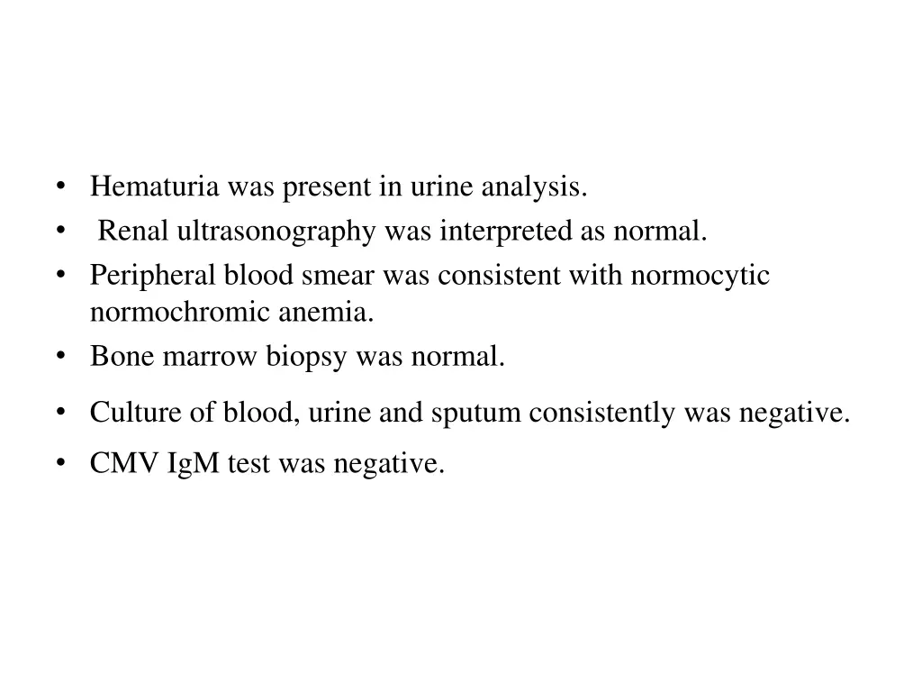 hematuria was present in urine analysis renal