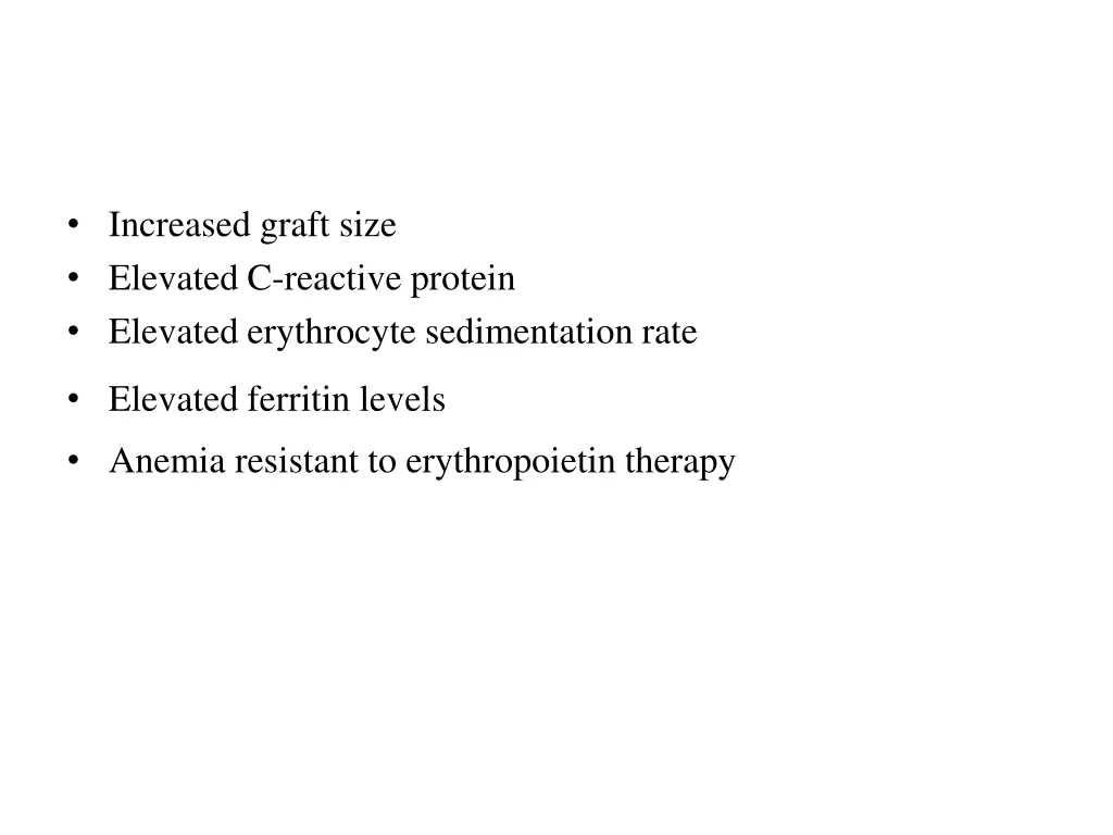 increased graft size elevated c reactive protein